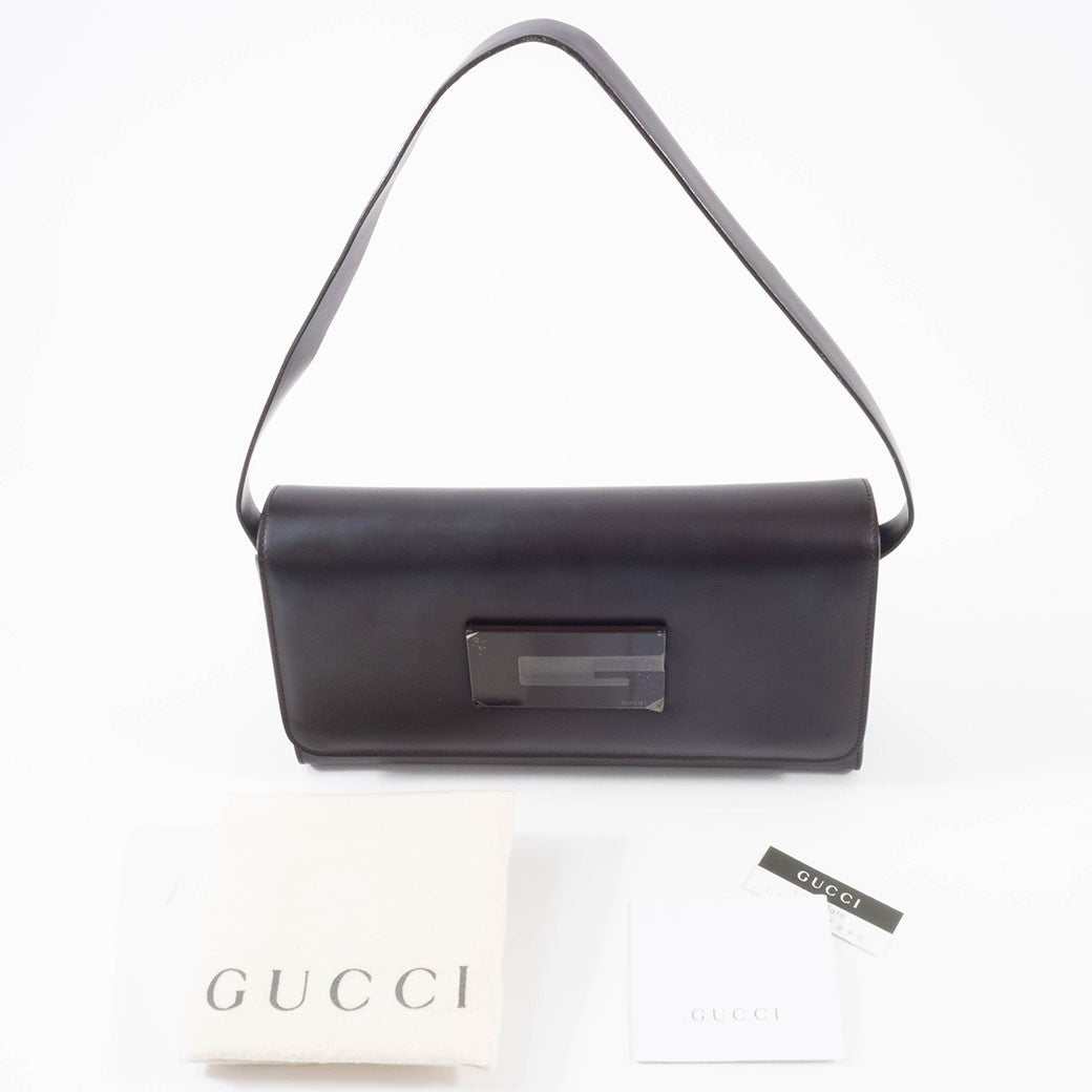 GUCCI Old Gucci Underarm Shoulder Bag Dark Brown Leather Vintage Preowned Auth19