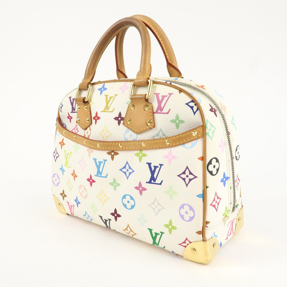 Louis Vuitton Monogram Multicolor Trouville Hand Bag Blanc M92662 Auth Used F/S2