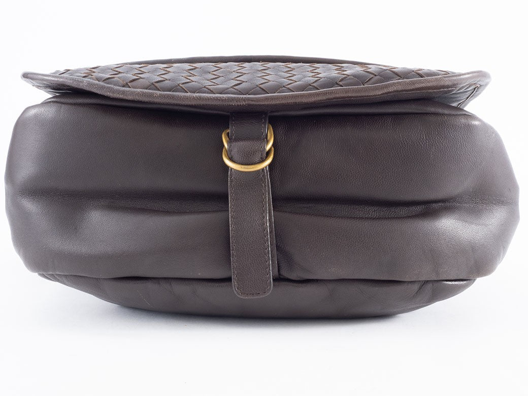 BOTTEGA VENETA Intrecciato Crossbody Shoulder Bag Dark Brown Leather Preowned10
