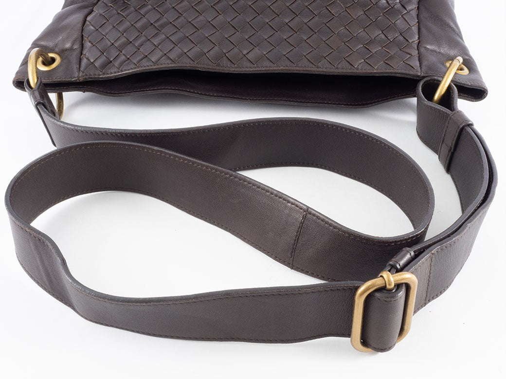 BOTTEGA VENETA Intrecciato Crossbody Shoulder Bag Dark Brown Leather Preowned5
