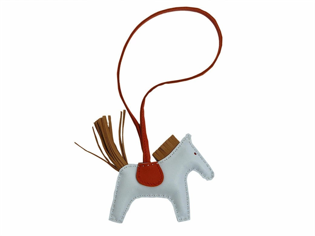 HERMES Rodeo PM Horse Bag Charm Bleu Brume Cornelian Chai Unused Preowned Auth2