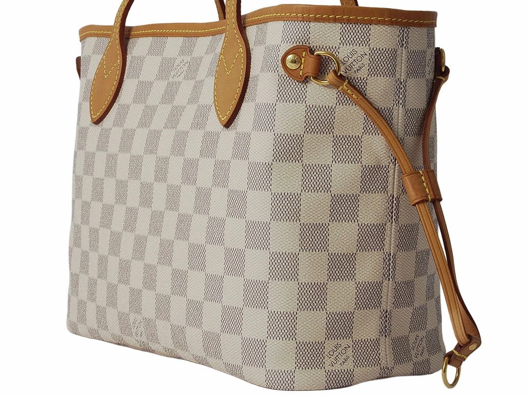 LOUIS VUITTON Neverfull PM Damier Azur N40605 White Shoulder Tote Bag Preowned1