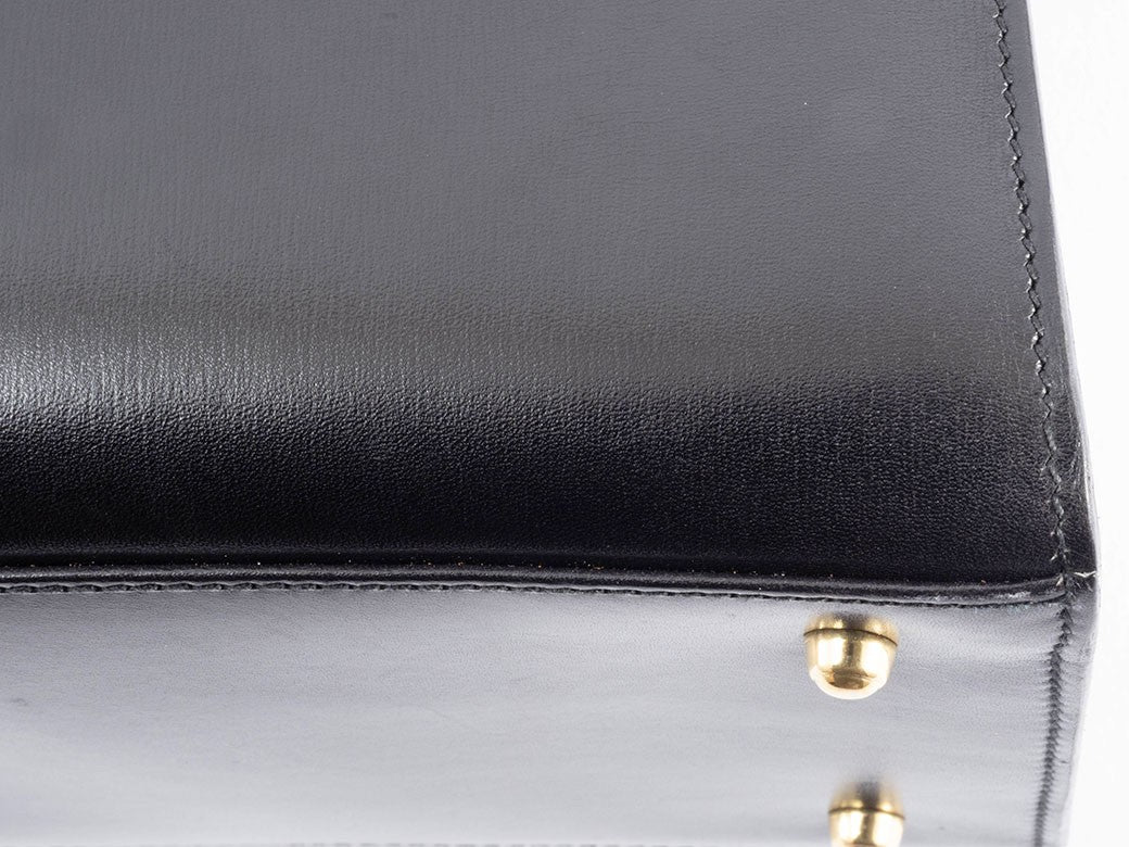 GUCCI Old Gucci Lady Lock Handbag Black Leather Top Handle 000 01 0192 Preowned3