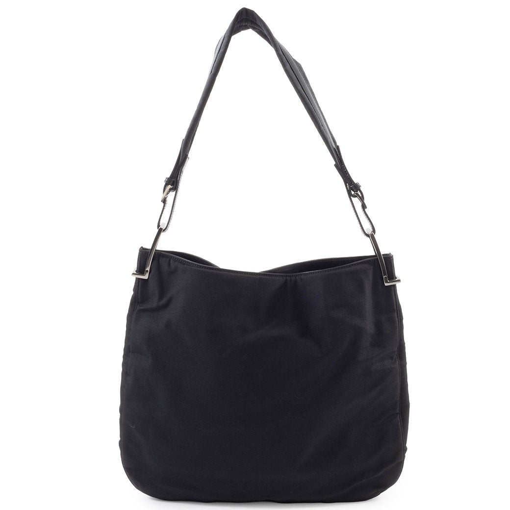 GUCCI Hobo Shoulder Bag Black Nylon Leather A4 Size 001.3166 Preowned Auth1