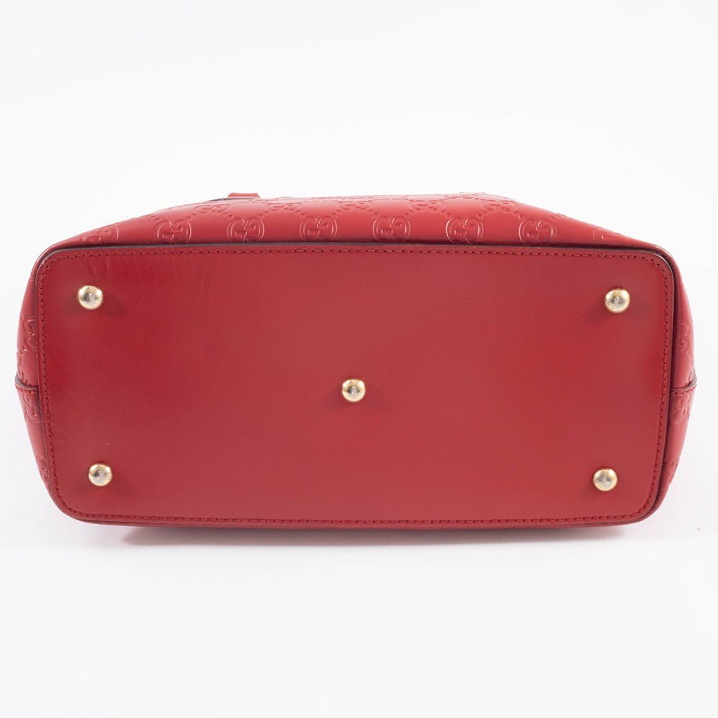 GUCCI Guccissima Leather Convertible Crossbody Shoulder Bag Tote Red Preowned11