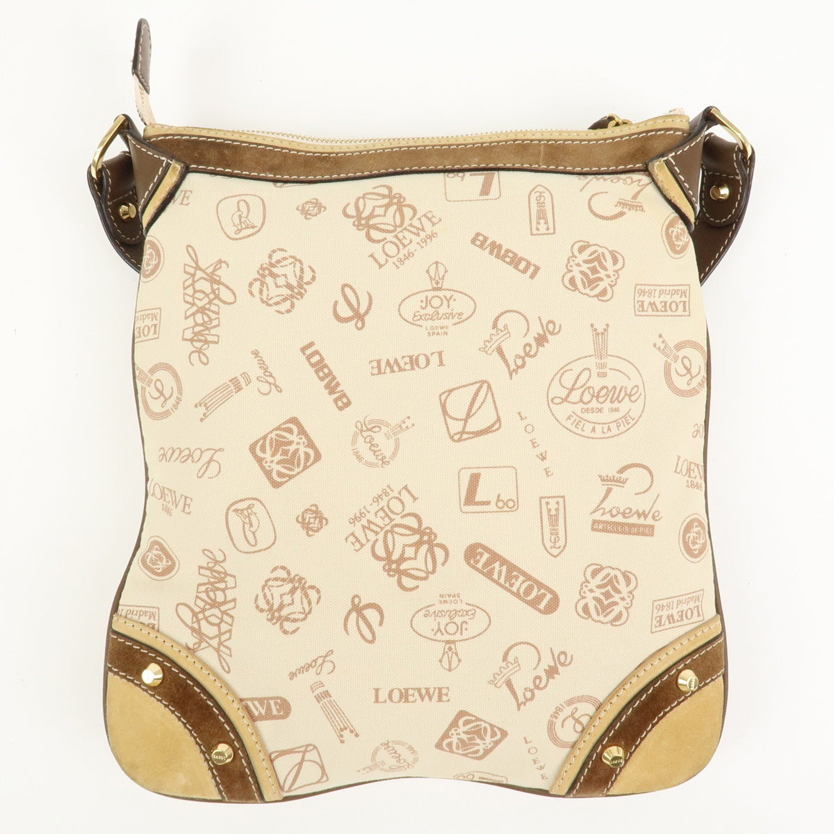 LOEWE Anagram Canvas Suede Leather Shoulder Bag 160th Anniversary Auth Used F/S1