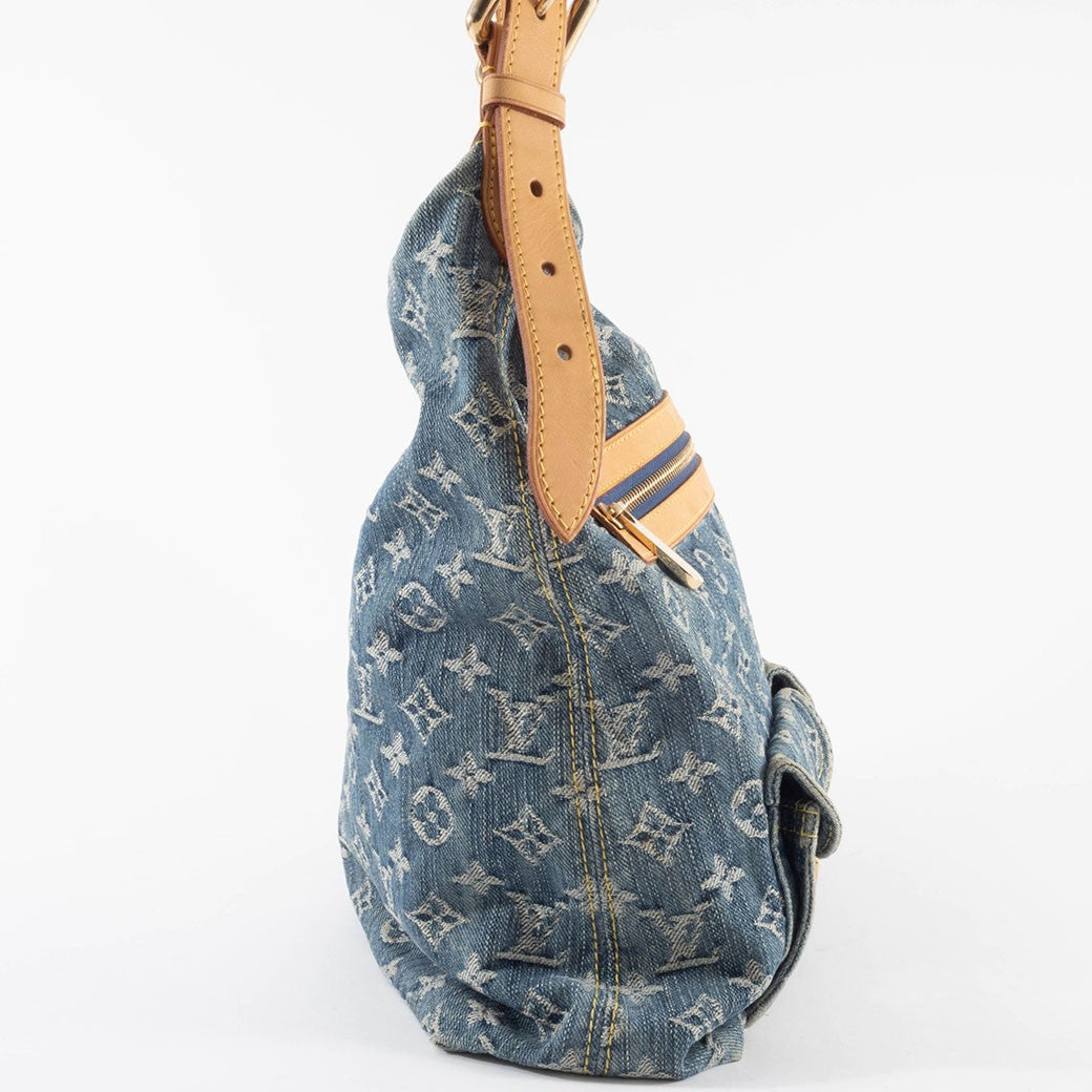 Louis Vuitton Baggy GM Monogram Denim Crossbody Shoulder Bag Hobo Blue Preowned2