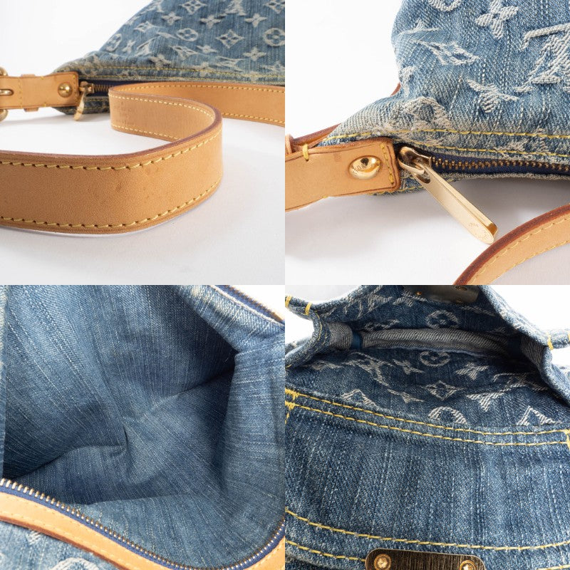 Louis Vuitton Baggy GM Monogram Denim Crossbody Shoulder Bag Hobo Blue Preowned19