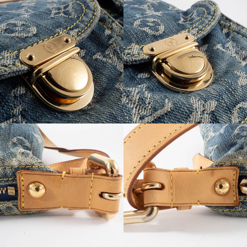 Louis Vuitton Baggy GM Monogram Denim Crossbody Shoulder Bag Hobo Blue Preowned18