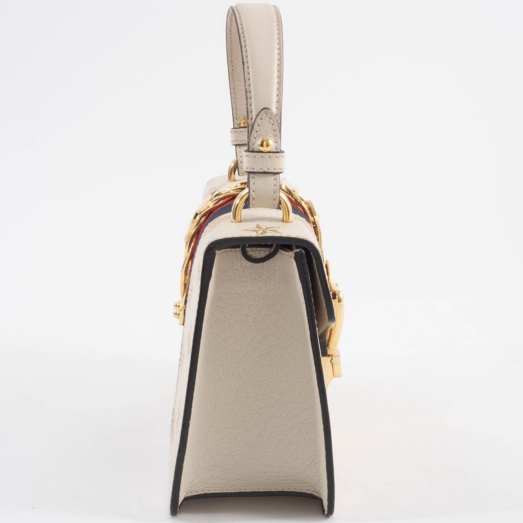 GUCCI Bee Star Mini Sylvie Convertible Handbag White Crossbody 470270 Preowned6