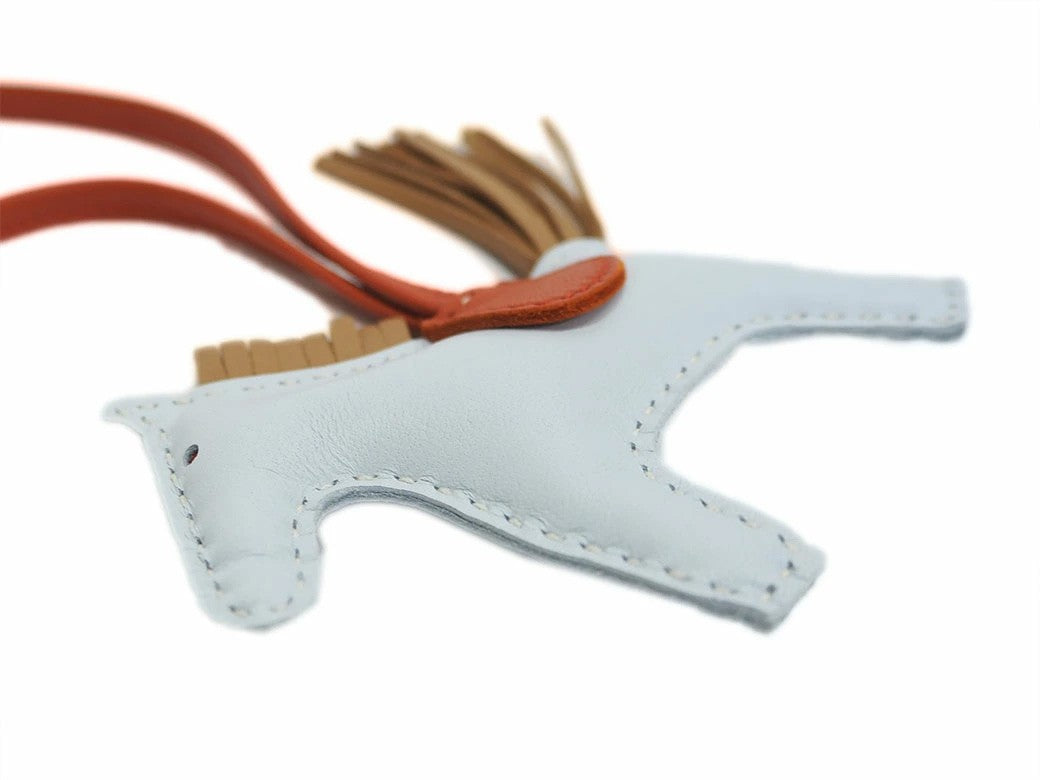 HERMES Rodeo PM Horse Bag Charm Bleu Brume Cornelian Chai Unused Preowned Auth4