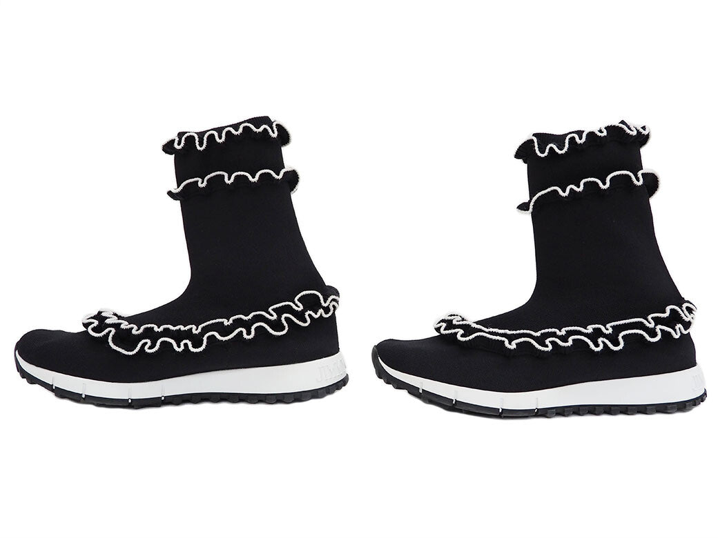 JIMMY CHOO Sneaker Boots Knit Boots Black Women's Socks Boots 38 EUGENE1