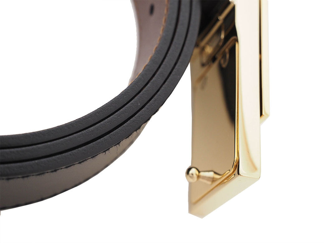 Auth Dunhill Reversible Belt Accessories Black Brown 112 Leather Black Brown 1125