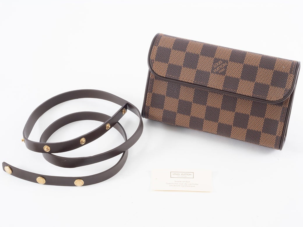 LOUIS VUITTON Pochette Florentine Damier Ebene Waist Bag N51856 Convertible Auth19