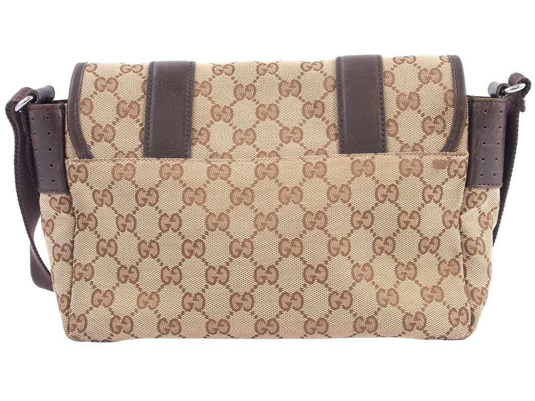 GUCCI GG Canvas Messenger Crossbody Shoulder Bag Beige Brown 145858 Preowned1