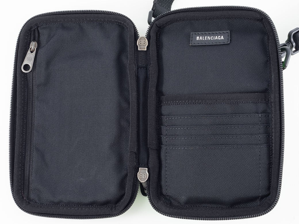 BALENCIAGA Explorer Crossbody Shoulder Bag Green Leather 593329 Pouch Preowned8