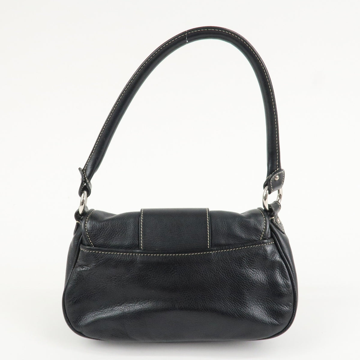 Christian Dior CD Logo Shoulder Bag Black Leather Womens Handbag Preowned Auth1