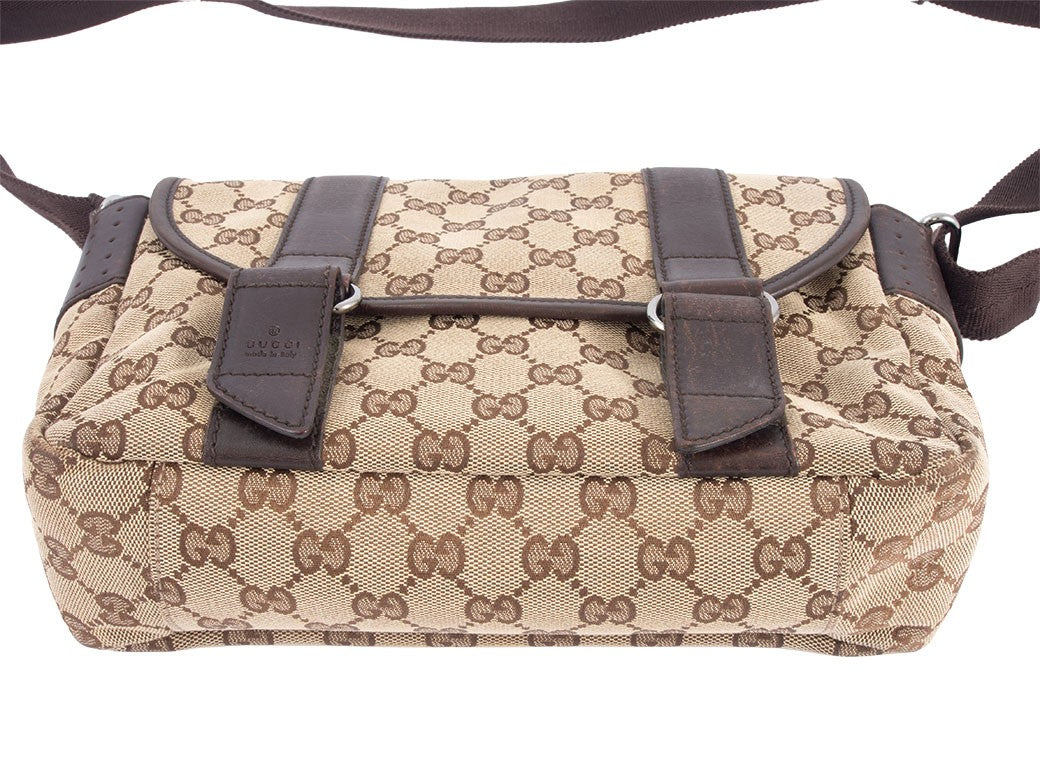 GUCCI GG Canvas Messenger Crossbody Shoulder Bag Beige Brown 145858 Preowned4