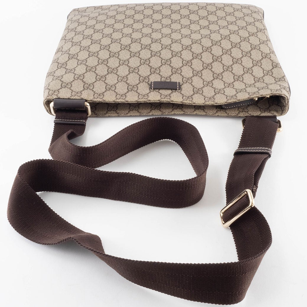 GUCCI GG Supreme Crossbody Shoulder Bag Beige Messenger Bag Preowned Auth7