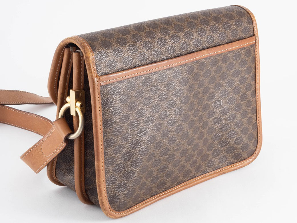 CELINE Macadam Flap Crossbody Shoulder Bag Womens Brown M08 Preowned Auth4