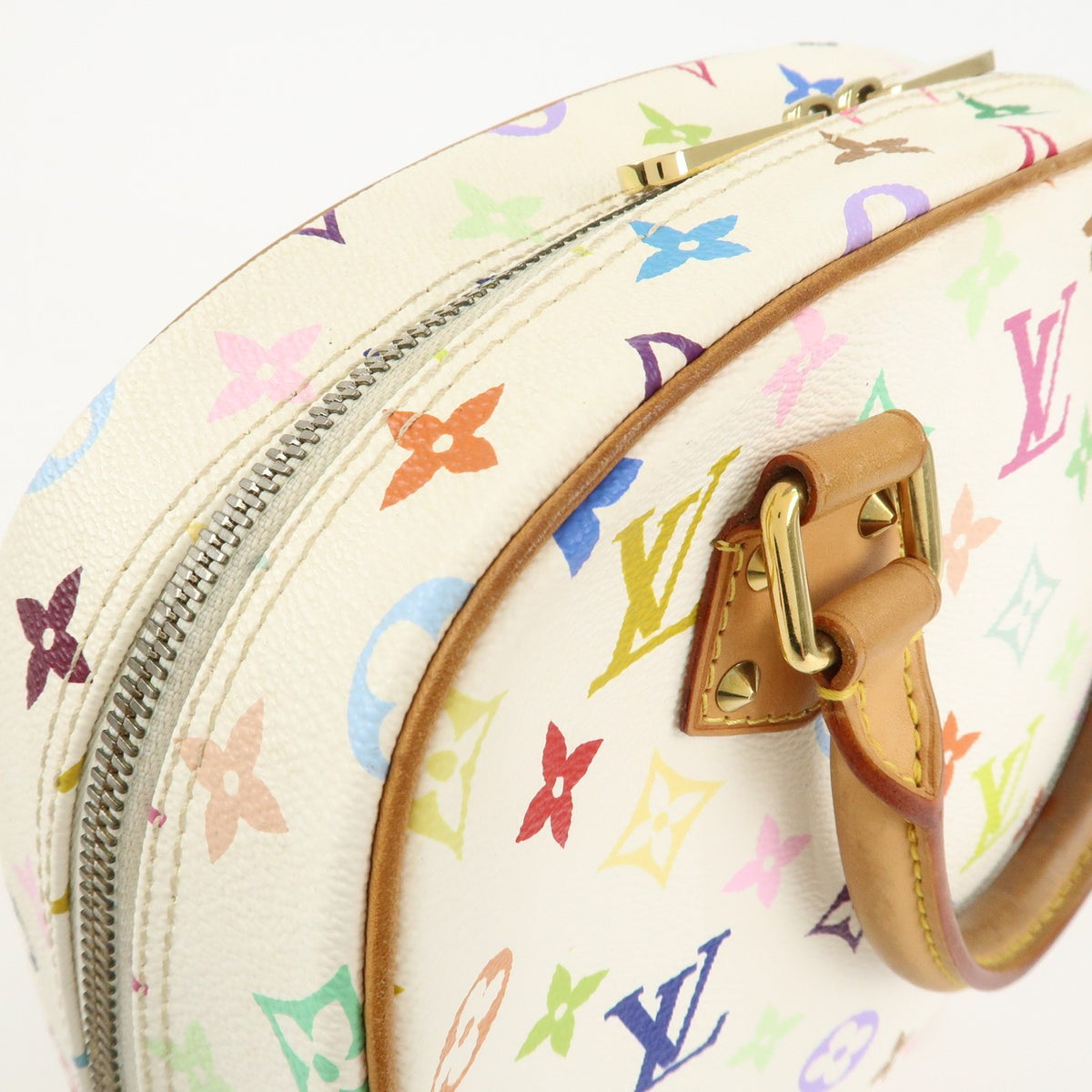 Louis Vuitton Monogram Multicolor Trouville Hand Bag Blanc M92662 Auth Used F/S16
