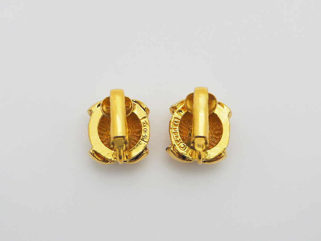 CHANEL Vintage Coco Earrings Gold Ladies Round Round Coco Mark Preowned Auth4