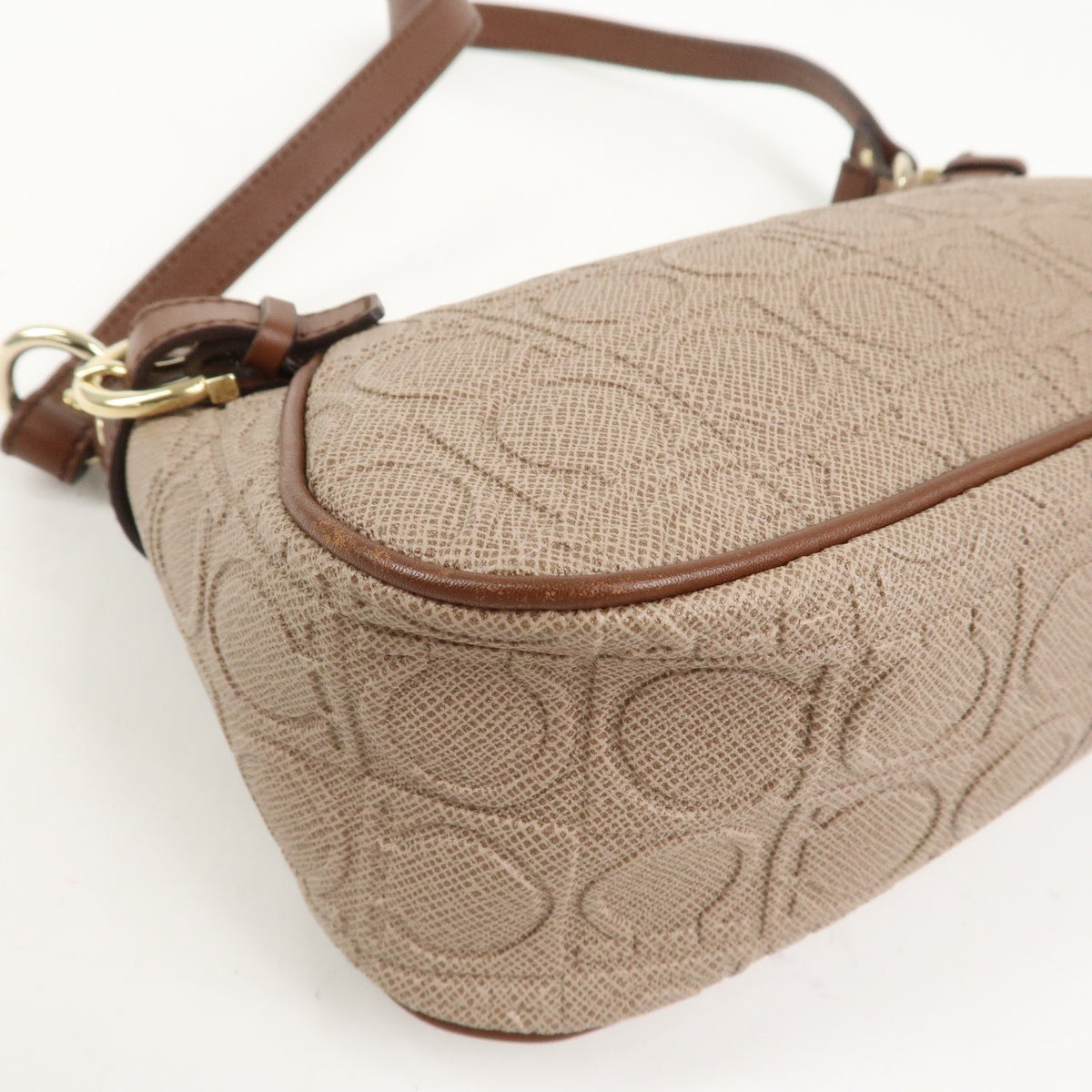 Ferragamo Gancini PVC Leather Shoulder Bag Brown Convertible Bag Preowned Auth14
