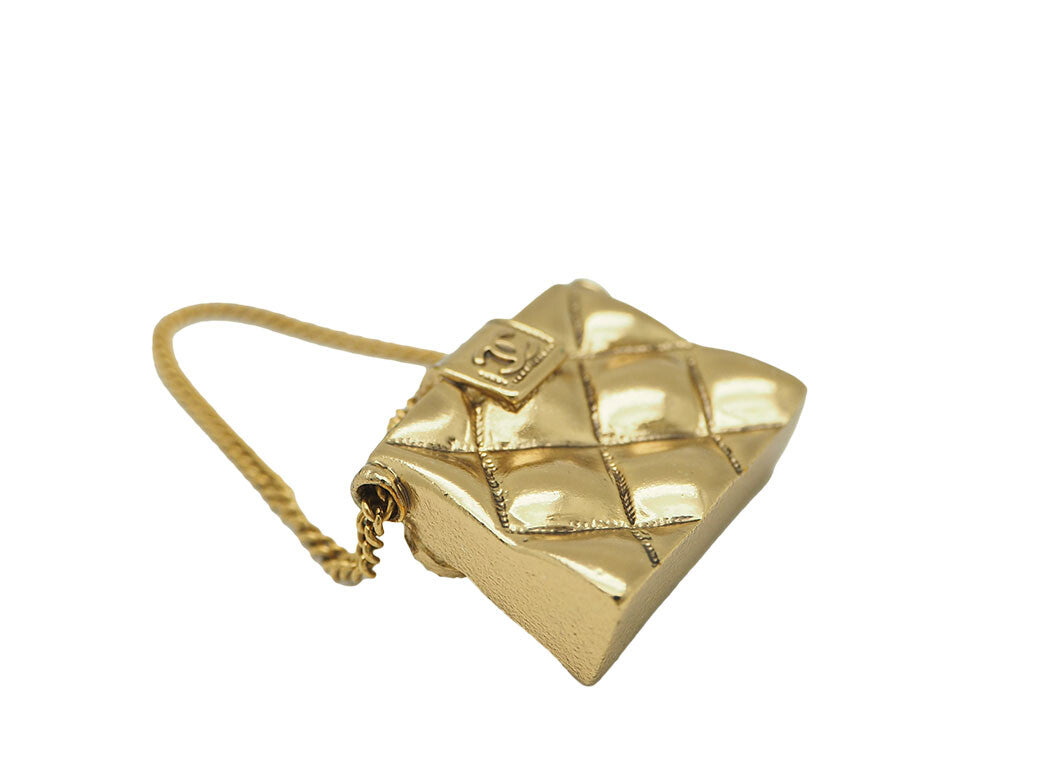 CHANEL MATRASSE brooch chain bag mini gold Ladies 02P metal pin brooch small3