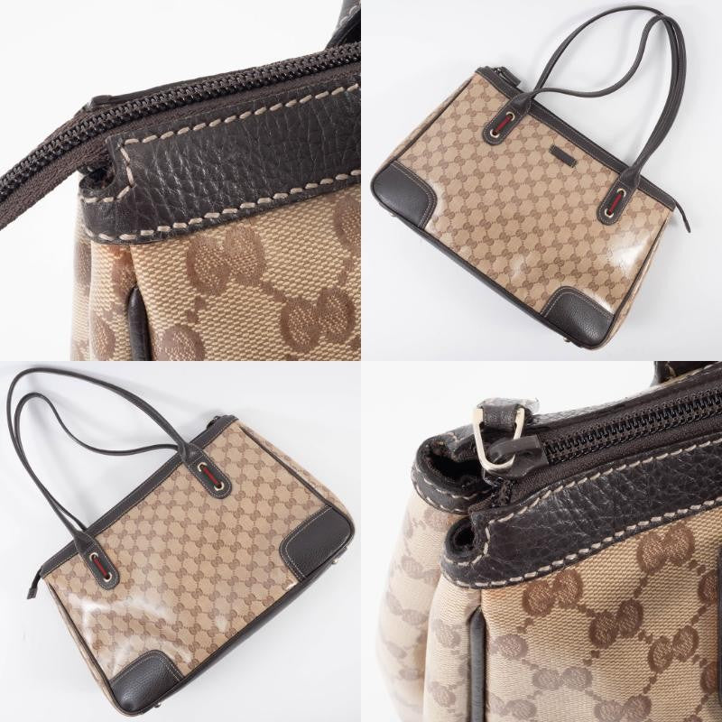 GUCCI GG Crystal Shoulder Tote Bag Sherry Line Web Beige Brown 293599 Preowned10