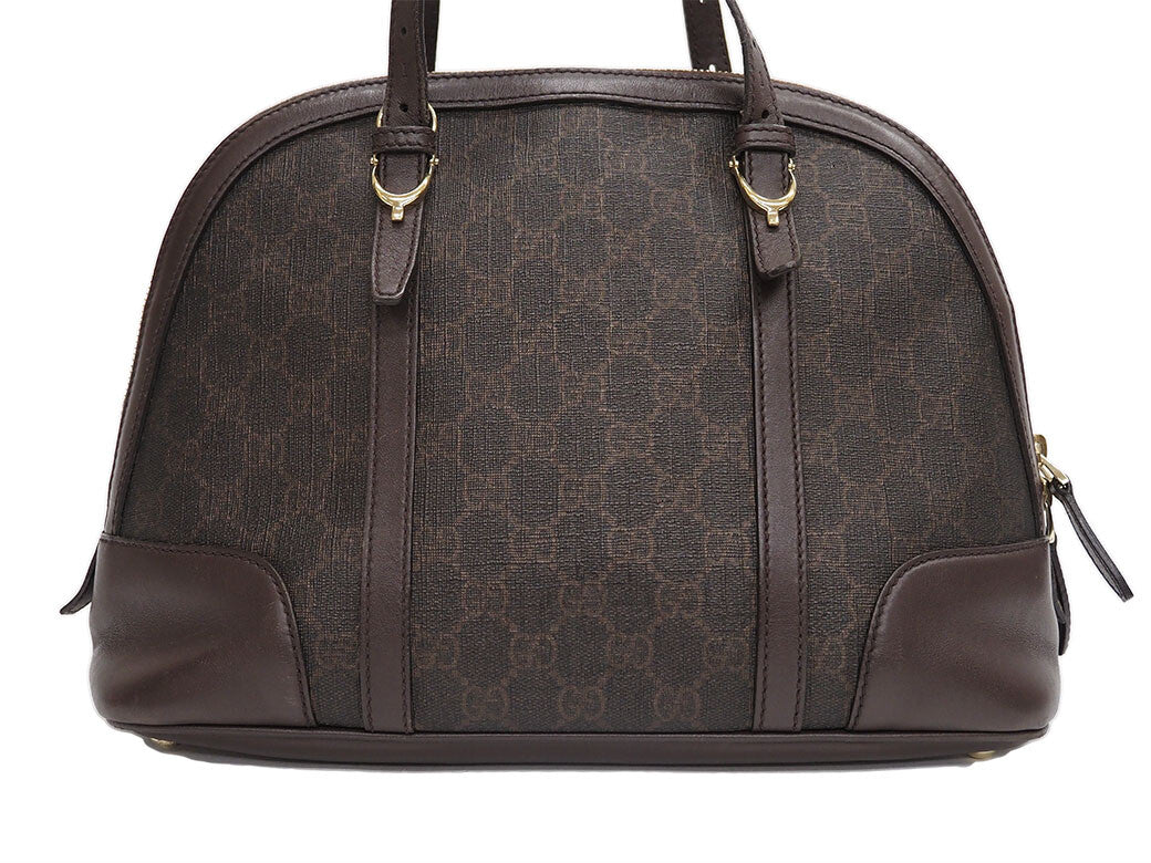 GUCCI GG Supreme Handbag Brown PVC Leather Convertible Crossbody Preowned Auth1
