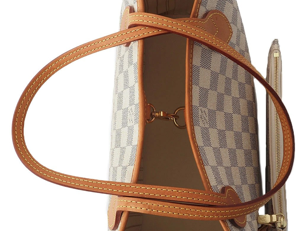 LOUIS VUITTON Neverfull PM Damier Azur N40605 White Shoulder Tote Bag Preowned4