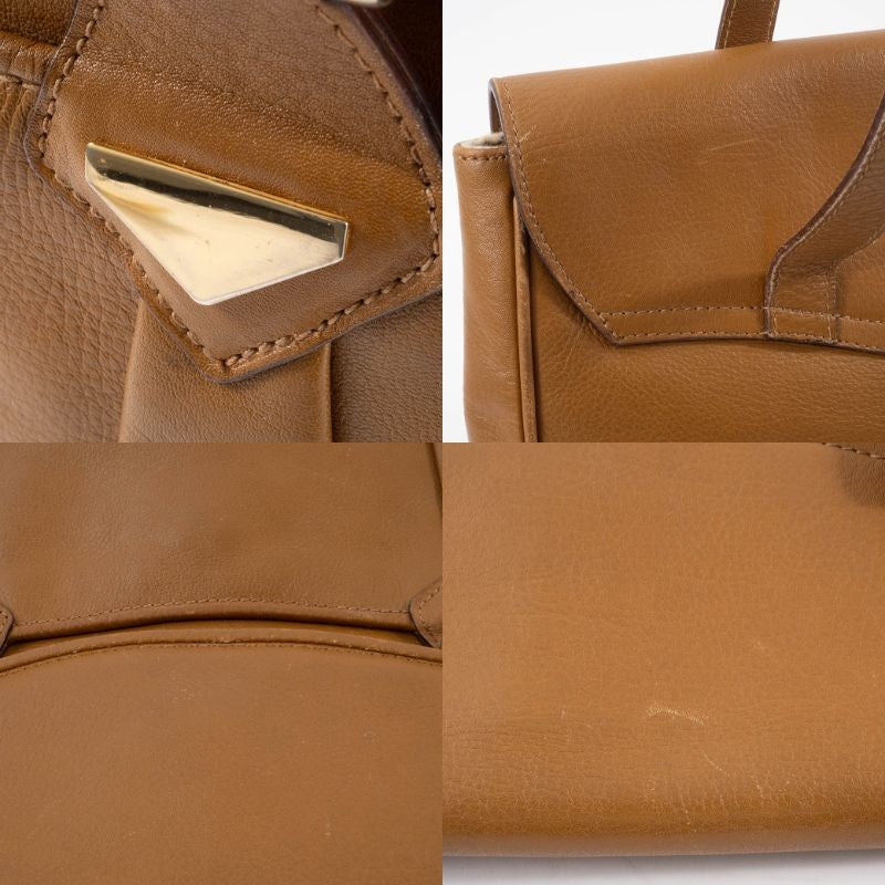 BALLY Old Bally Womens Shoulder Bag Camel Leather Flap Vintage Preowned Auth12