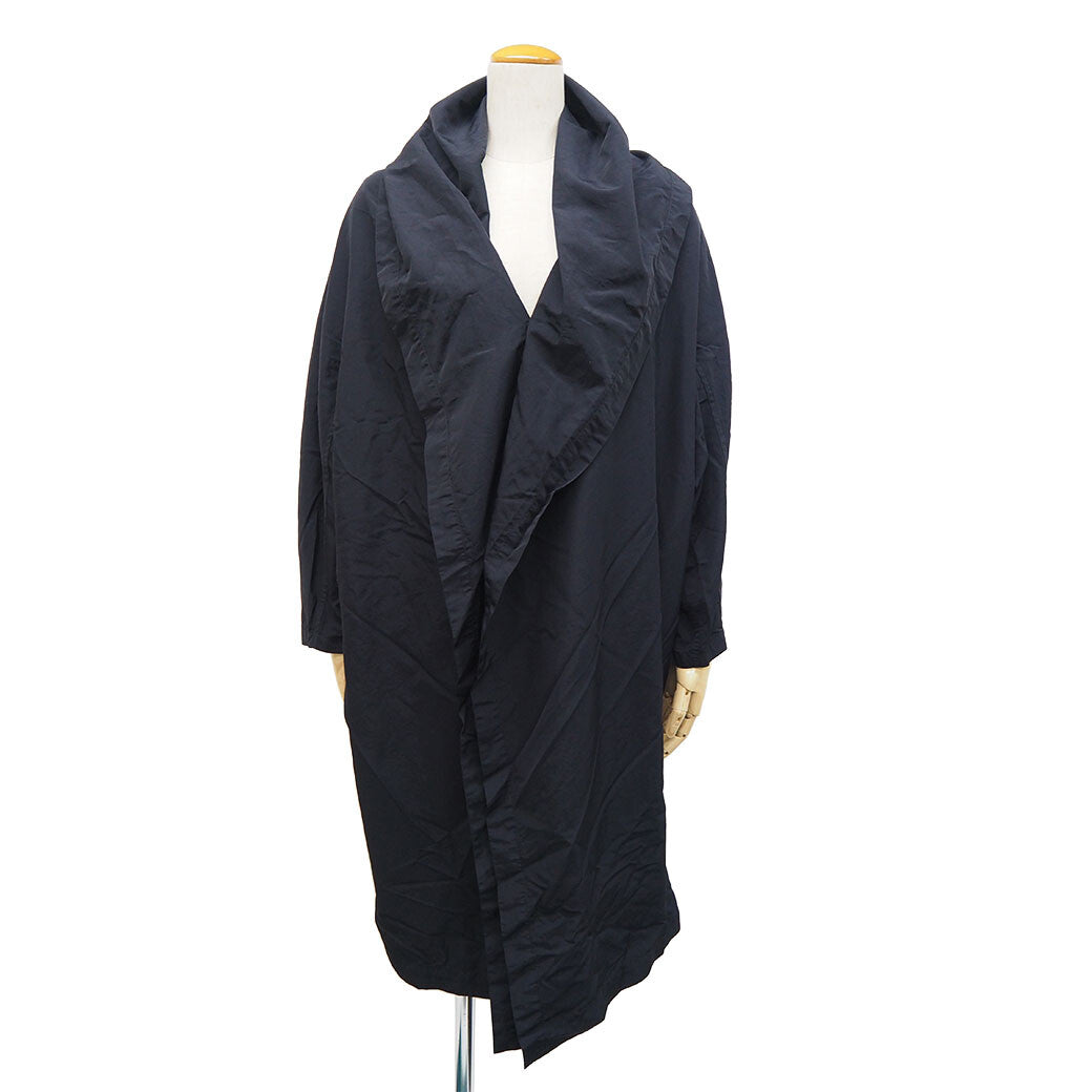 Auth Y's Yohji Yamamoto Oversized Black Nylon Coat YNJ05601 Women's Size 20