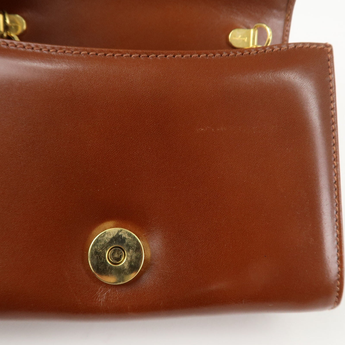 Ferragamo Gancini Leather Chain Shoulder Bag Brown Gold HDW Authentic Used F/S20
