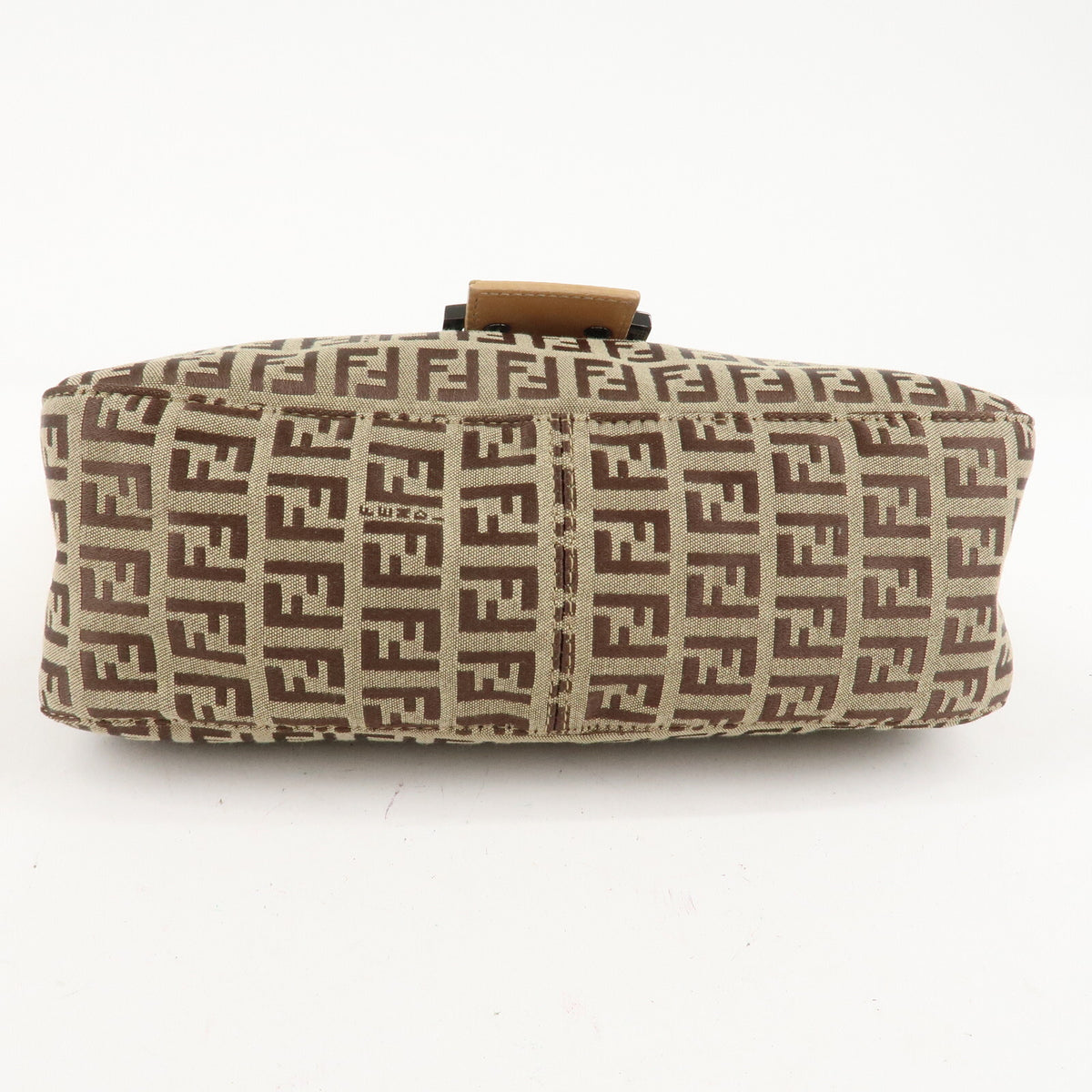 FENDI Zucchino Canvas Womens Shoulder Bag Beige Leather 8BR003 Preowned Auth4