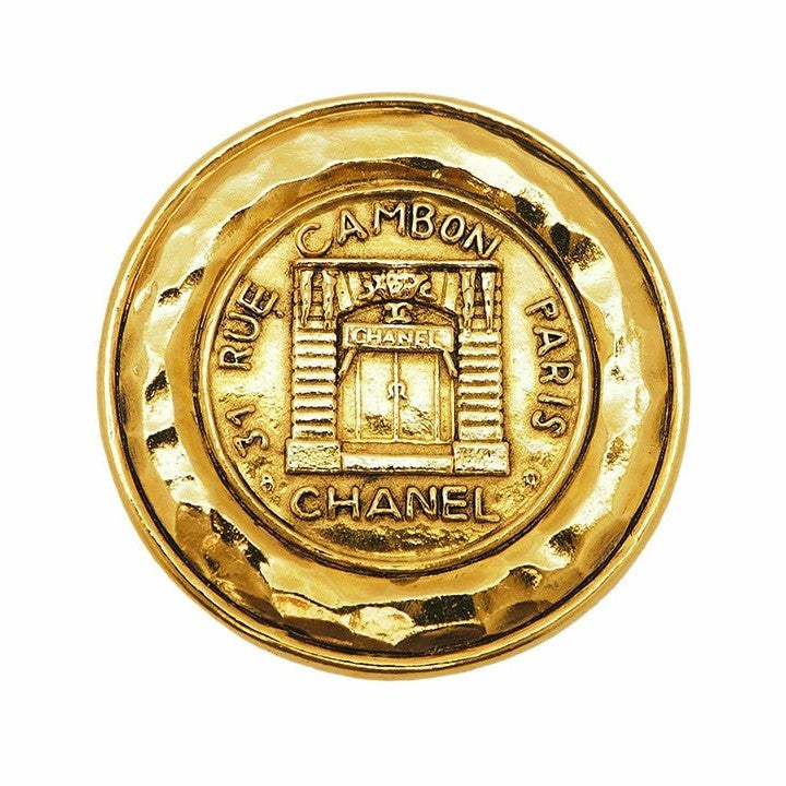 CHANEL Vintage Cambon brooch 31 RUE CAMBON ladies round store door round large0