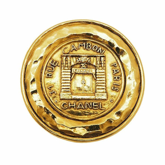 CHANEL Vintage Cambon brooch 31 RUE CAMBON ladies round store door round large0