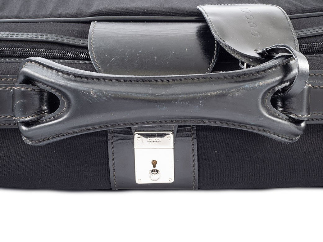 GUCCI Vintage Travel Bag Suitcase Black Canvas Large 010.123 Preowned Auth5