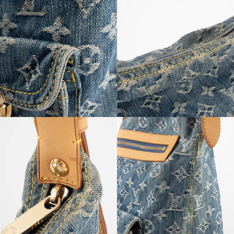 Louis Vuitton Baggy GM Monogram Denim Crossbody Shoulder Bag Hobo Blue Preowned16