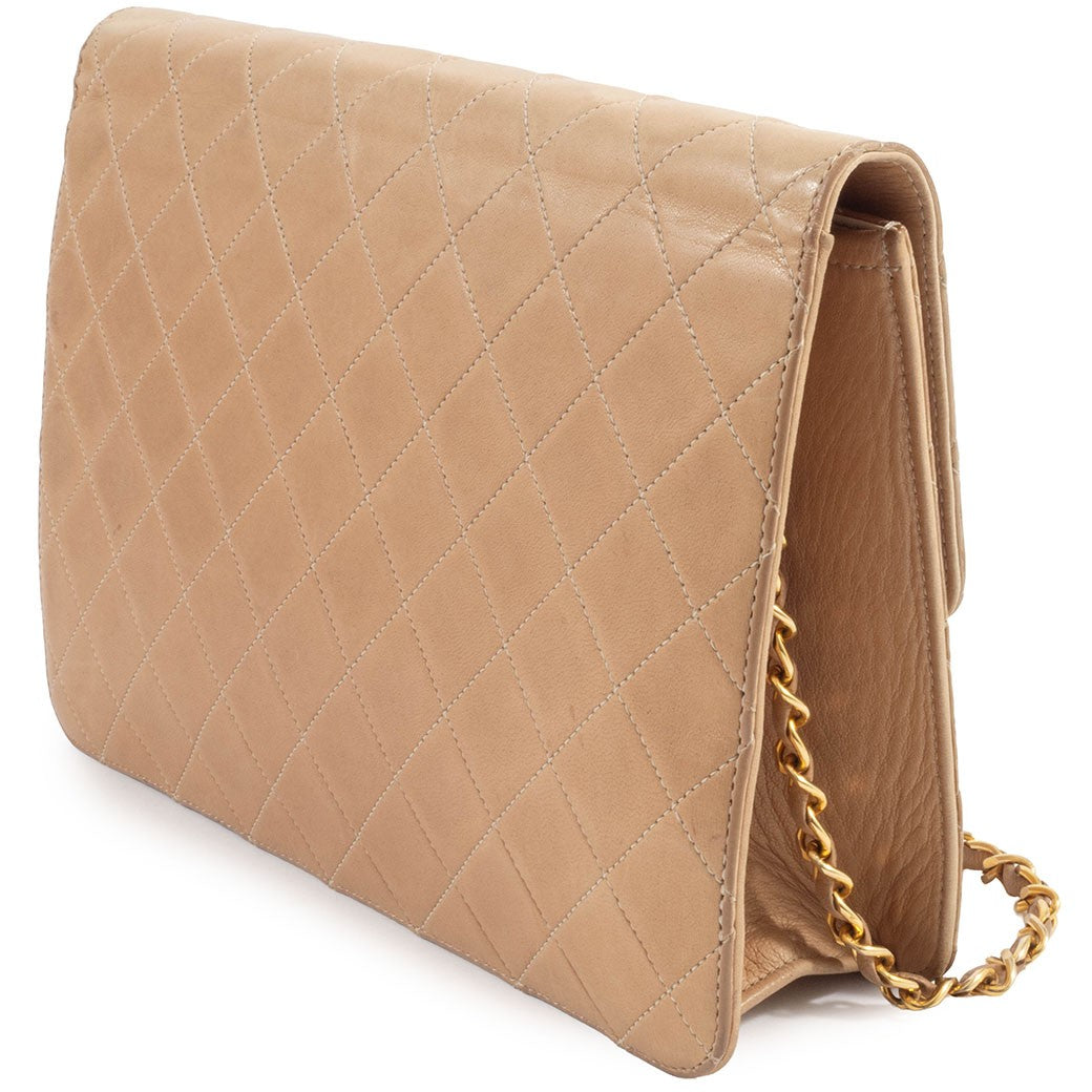 CHANEL Matelasse Womens Chain Shoulder Bag Beige Leather Vintage Preowned5