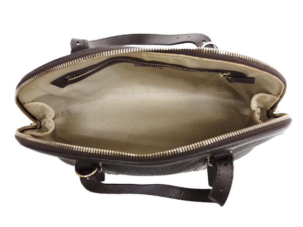 GUCCI GG Supreme Handbag Brown PVC Leather Convertible Crossbody Preowned Auth11