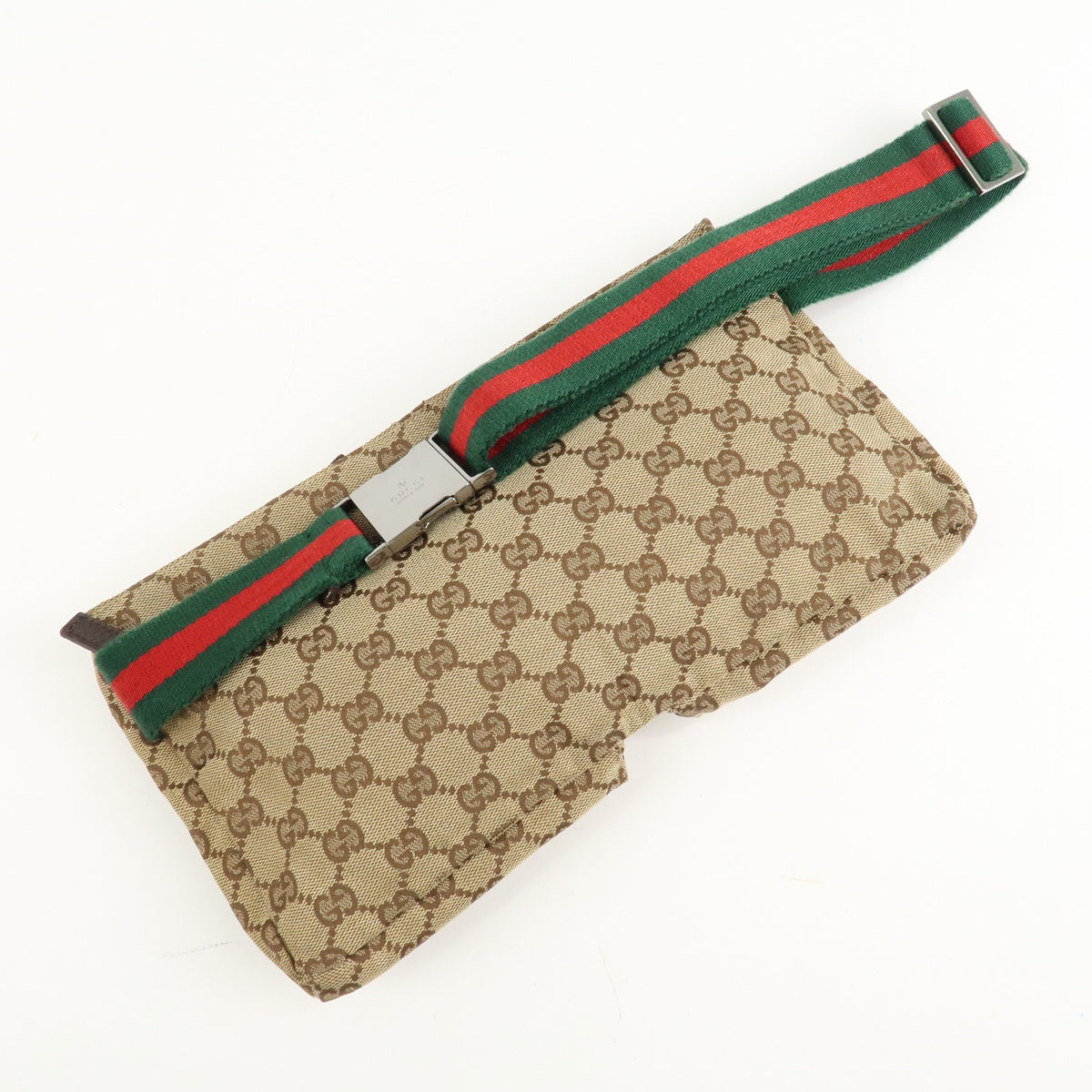 GUCCI GG Canvas Leather Waist Bag Crossbody Bag Beige Brown 28566 Auth Used F/S5