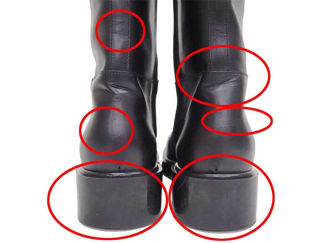 Bottega Veneta Strut Calf Leather High Boots Black 677308 Women's 38 Reuse Used3