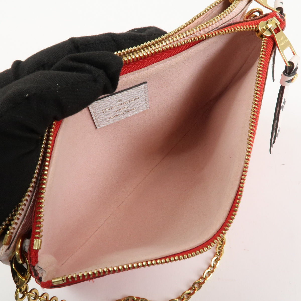 Louis Vuitton Monogram Giant Pochette Double Zip Pouch Rouge M67561 Used F/S15