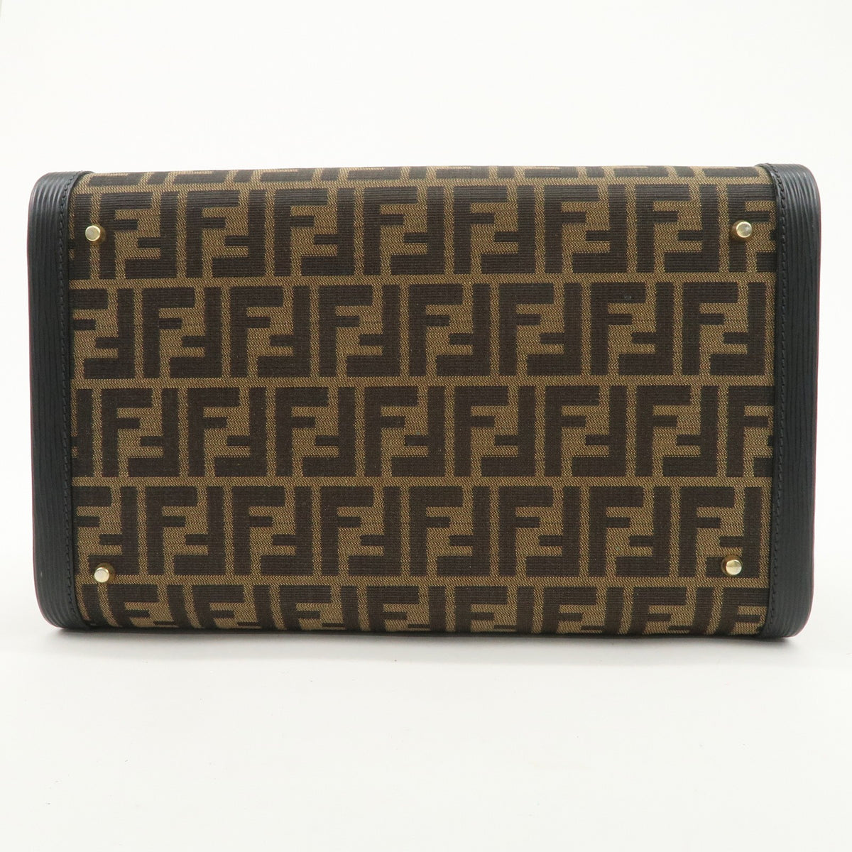 FENDI Zucca Canvas Leather Vanity Bag Makeup Box Brown Black Authentic Used F/S4