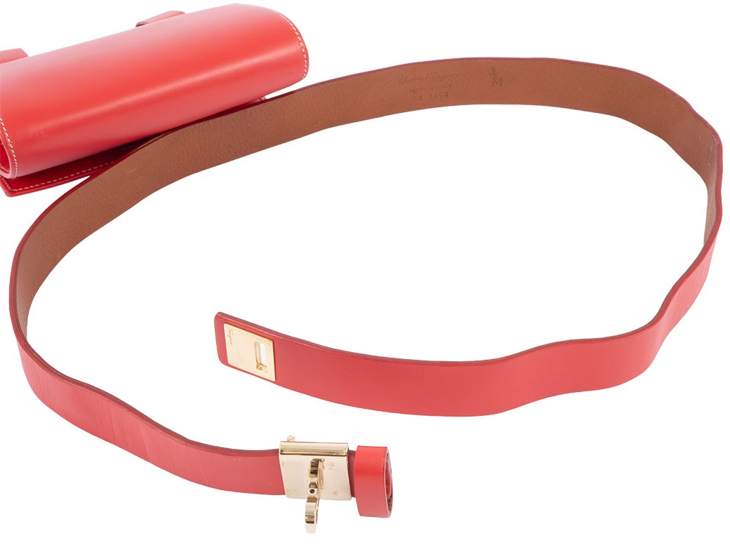 Auth Salvatore Ferragamo Bag Gancini Body Bag Red Leather Reuse Used Preowned4