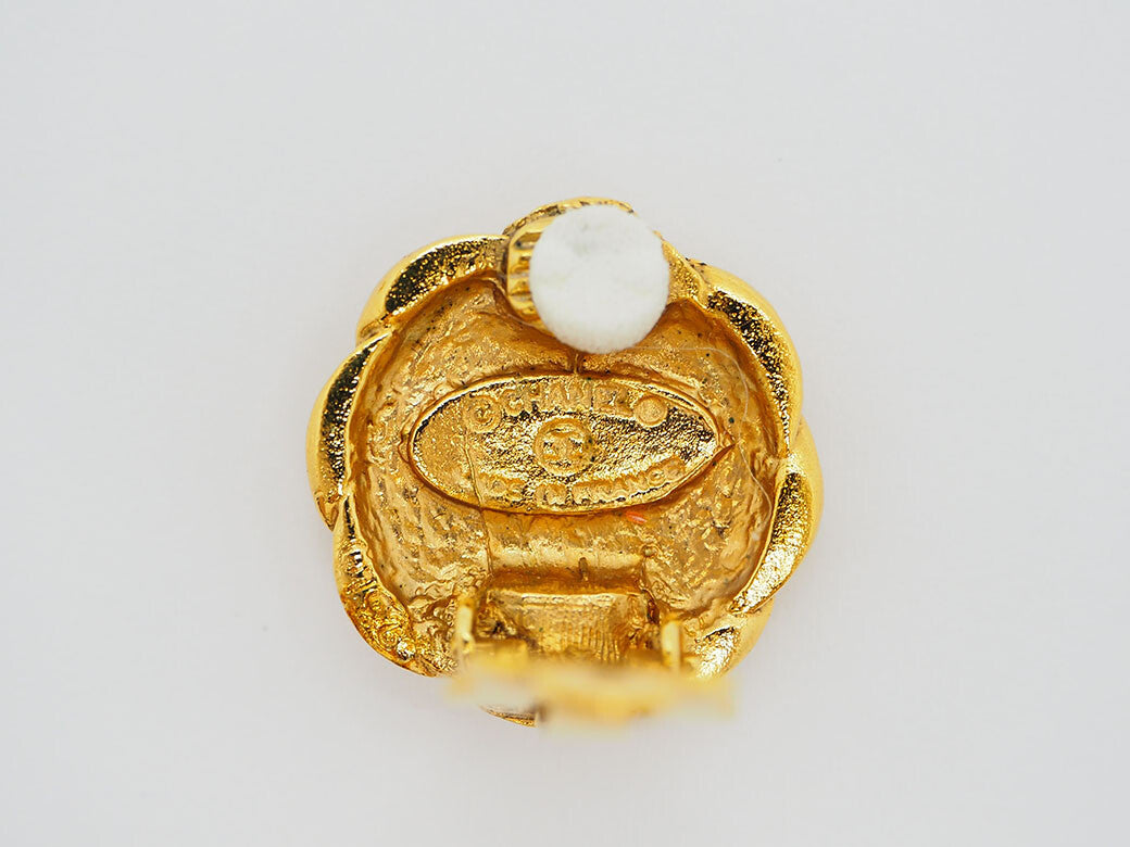 Chanel Vintage Cocomark earrings gold ladies round round round Reuse Used7