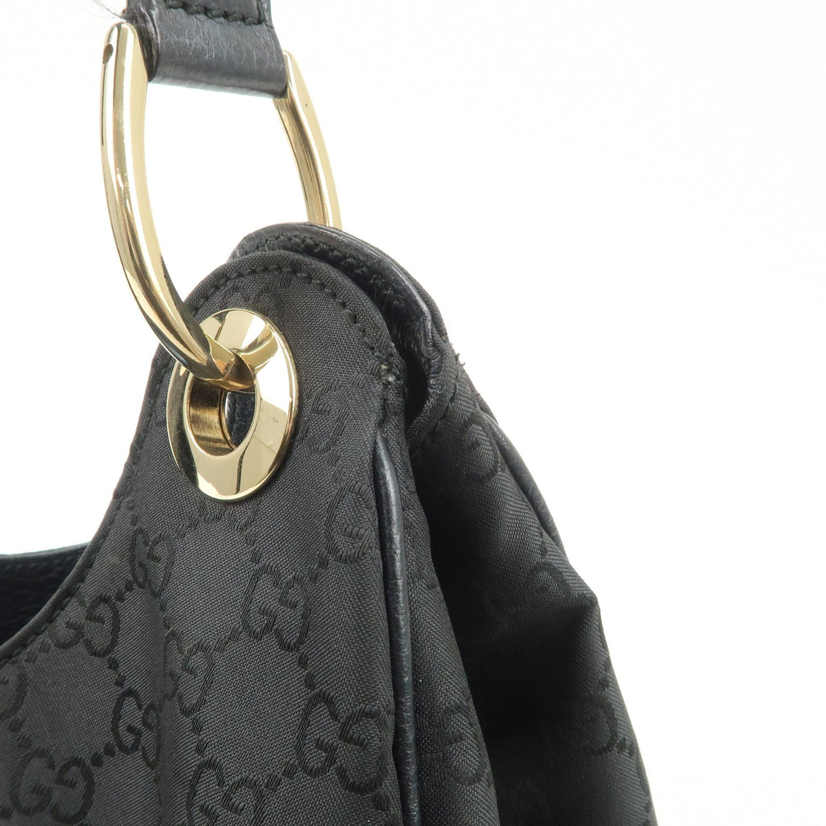 GUCCI GG Nylon Leather Shoulder Bag Hand Bag Black 257268 Authentic Used F/S16