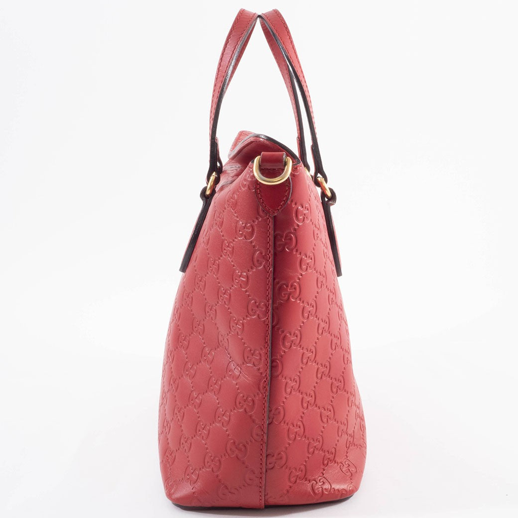 GUCCI Guccissima Leather Convertible Crossbody Shoulder Bag Tote Red Preowned9