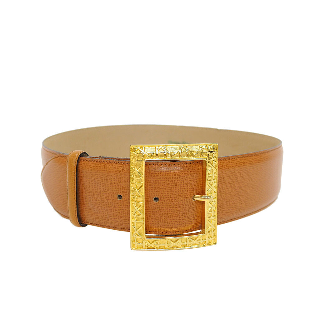 Dior Vintage Parisienne Belt Camel M Waist Mark Belt Ladies Reuse Used Preowned0